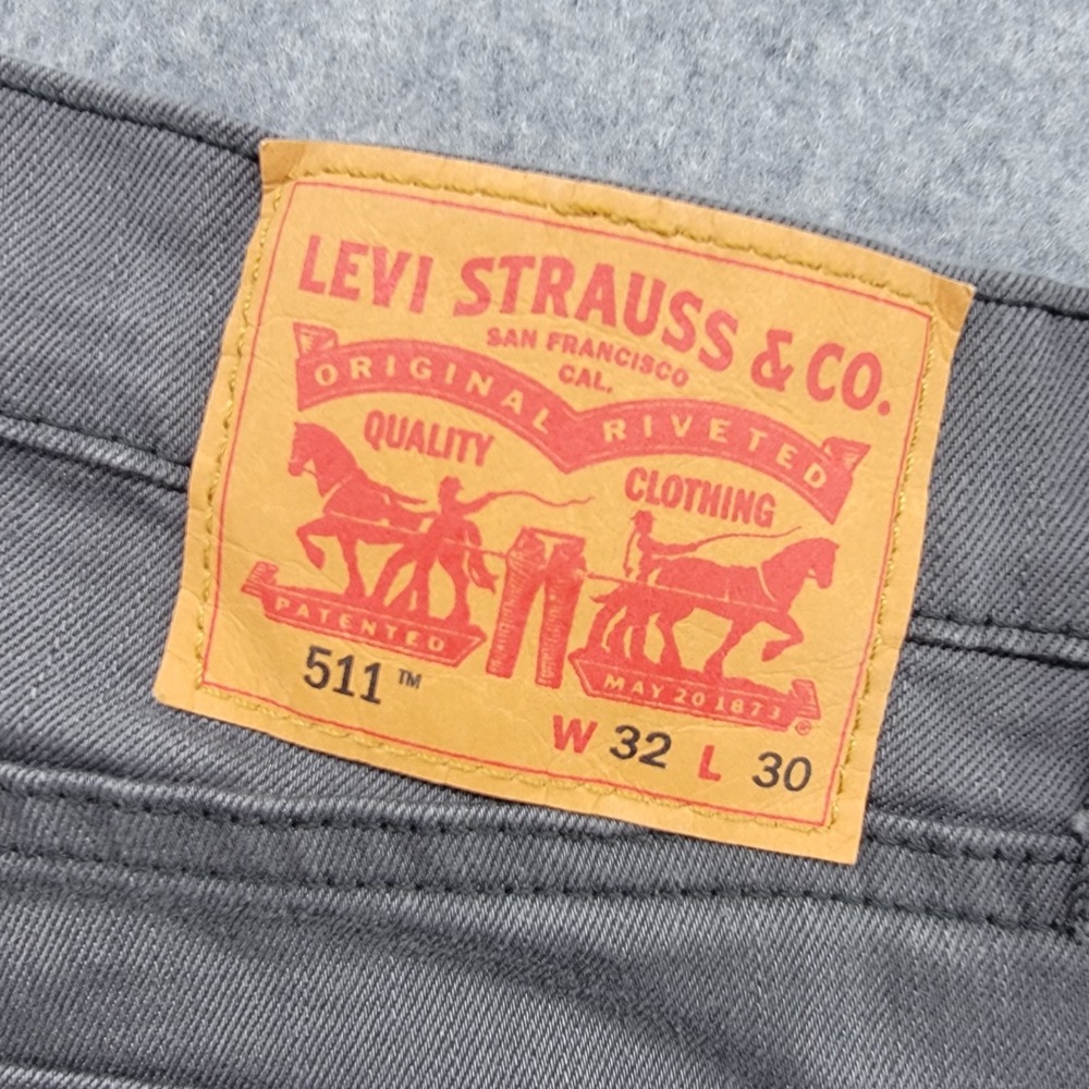 Levi Strauss 511 Jeans Gray Slim Straight Leg Mens 32x30 Stretch Denim - Picture 6 of 16